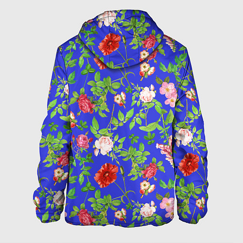 Мужская куртка Цветочки - синий фон - паттерн / 3D-Белый – фото 2