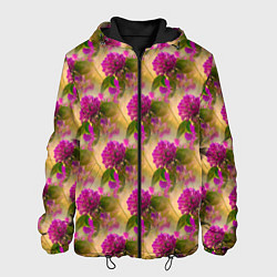 Куртка с капюшоном мужская Фиолетовые цветочки 3d, цвет: 3D-черный