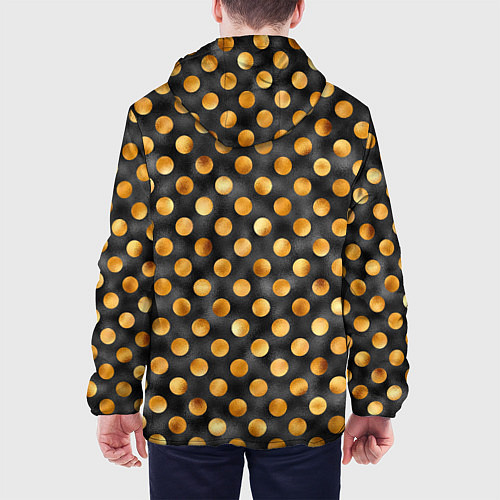 Мужская куртка Золотой горошек на черном фоне / 3D-Черный – фото 4