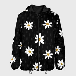 Куртка с капюшоном мужская Daisies Ромашки, цвет: 3D-черный