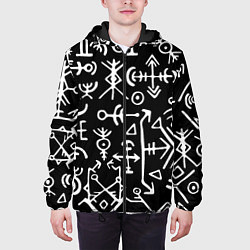 Куртка с капюшоном мужская Древние руны Паттерн, цвет: 3D-черный — фото 2