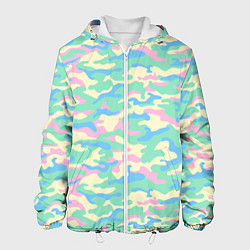 Куртка с капюшоном мужская Камуфляж пастельные цвета, цвет: 3D-белый