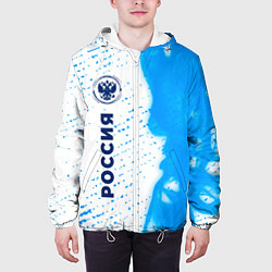 Куртка с капюшоном мужская РОССИЯ - ГЕРБ Огонь По вертикали, цвет: 3D-белый — фото 2