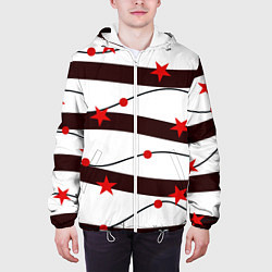 Куртка с капюшоном мужская Красные Звезды На Волнах, цвет: 3D-белый — фото 2