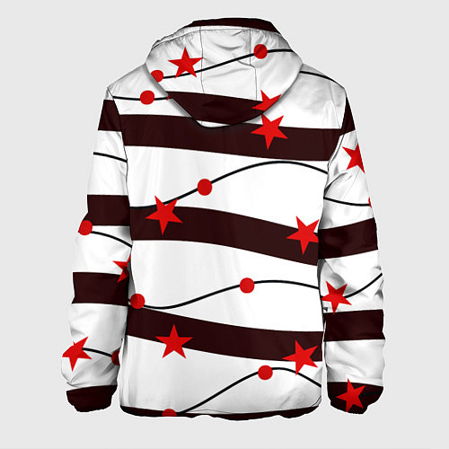 Мужская куртка Красные Звезды На Волнах / 3D-Белый – фото 2