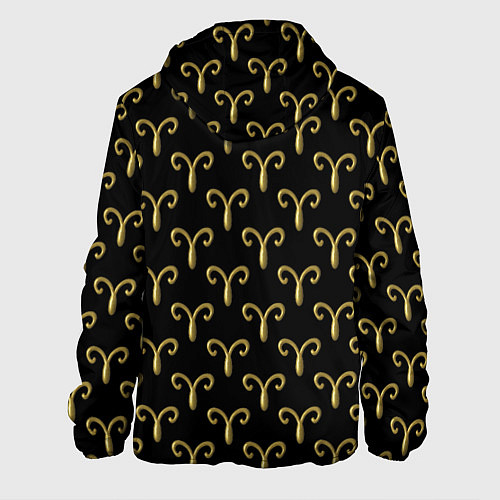 Мужская куртка Золотой овен на черном фоне Паттерн / 3D-Белый – фото 2