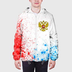 Куртка с капюшоном мужская RUSSIA - ГЕРБ - Арт, цвет: 3D-белый — фото 2