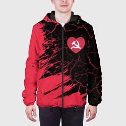 Куртка с капюшоном мужская СССР - СЕРДЕЧКО Краска, цвет: 3D-черный — фото 2