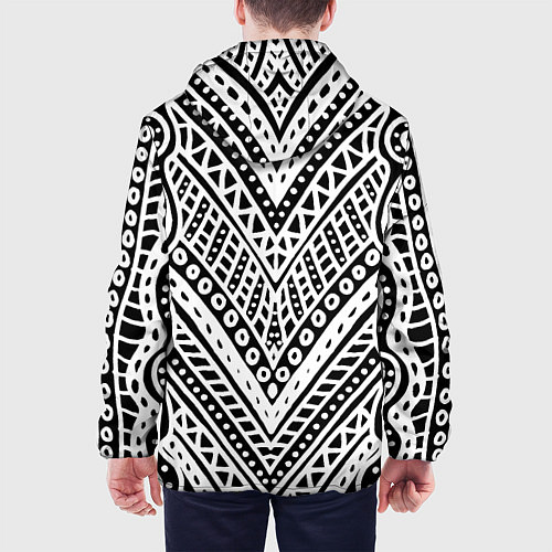 Мужская куртка Абстракция черно-белая Волны, полосы, вензеля Моно / 3D-Черный – фото 4