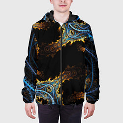 Куртка с капюшоном мужская Огненные фракталы 3d, цвет: 3D-черный — фото 2