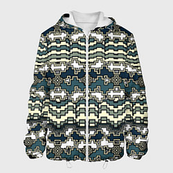 Куртка с капюшоном мужская Узор прямоугольный пиксел, цвет: 3D-белый