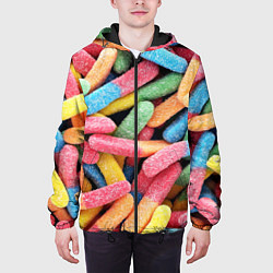 Куртка с капюшоном мужская Мармеладные червячки, цвет: 3D-черный — фото 2