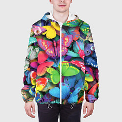 Куртка с капюшоном мужская Стая бабочек Pattern, цвет: 3D-белый — фото 2