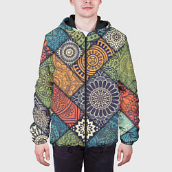 Куртка с капюшоном мужская Mandala-pattern, цвет: 3D-черный — фото 2