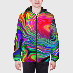 Куртка с капюшоном мужская Expressive pattern Neon, цвет: 3D-черный — фото 2