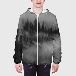 Куртка с капюшоном мужская Туманный лес - природа, цвет: 3D-белый — фото 2