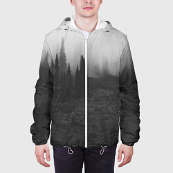 Куртка с капюшоном мужская Туманный лес - туман, цвет: 3D-белый — фото 2