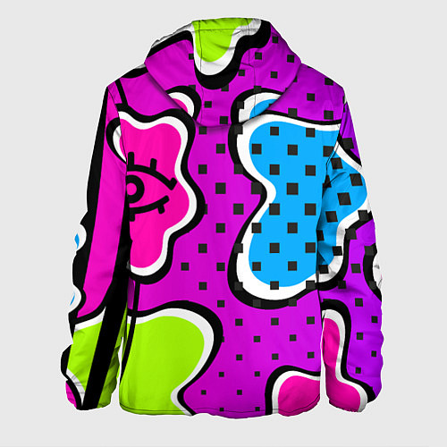 Мужская куртка Яркий абстрактный узор в стиле 90х, неоновые цвета / 3D-Белый – фото 2