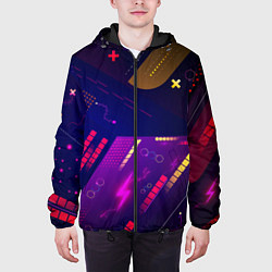 Куртка с капюшоном мужская Cyber neon pattern Vanguard, цвет: 3D-черный — фото 2