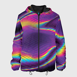 Куртка с капюшоном мужская Neon fashion pattern Wave, цвет: 3D-черный