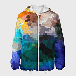 Куртка с капюшоном мужская Осенний мозаичный узор, цвет: 3D-белый