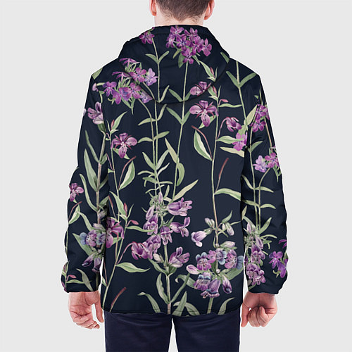 Мужская куртка Цветы Фиолетовые / 3D-Черный – фото 4