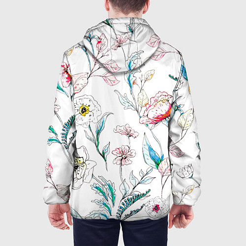 Мужская куртка Цветы Нарисованные / 3D-Черный – фото 4