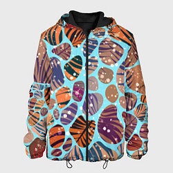 Куртка с капюшоном мужская Разноцветные камушки, цветной песок, пальмовые лис, цвет: 3D-черный