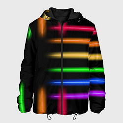 Куртка с капюшоном мужская Неоновое свечение Minimalism Neon, цвет: 3D-черный