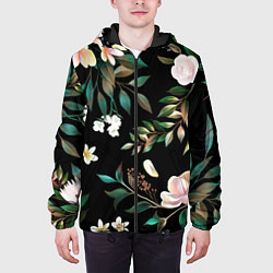 Куртка с капюшоном мужская Цветы Полуночный Сад, цвет: 3D-черный — фото 2