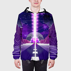 Куртка с капюшоном мужская Vaporwave Neon Space, цвет: 3D-белый — фото 2