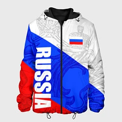Куртка с капюшоном мужская RUSSIA - SPORTWEAR - ТРИКОЛОР, цвет: 3D-черный