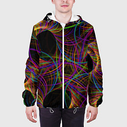 Куртка с капюшоном мужская Deep black space and wormholes, цвет: 3D-белый — фото 2