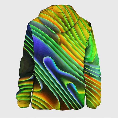 Мужская куртка Цветные неоновые полосы Абстракция Color neon patt / 3D-Белый – фото 2