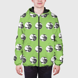 Куртка с капюшоном мужская Орнамент котики инь янь, цвет: 3D-черный — фото 2