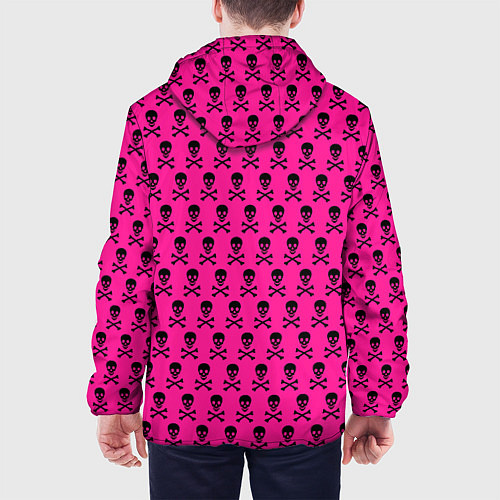 Мужская куртка Розовый фон с черепами паттерн / 3D-Черный – фото 4