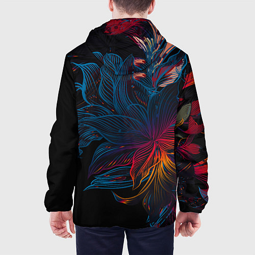 Мужская куртка Радужные цветы / 3D-Черный – фото 4