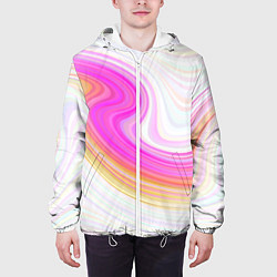 Куртка с капюшоном мужская Abstract gradient lines, цвет: 3D-белый — фото 2