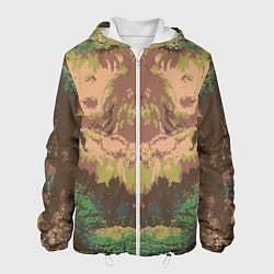 Куртка с капюшоном мужская Цветной,абстрактный, графический рисунок, цвет: 3D-белый