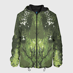 Куртка с капюшоном мужская Абстрактный,графический рисунок зеленого цвета, цвет: 3D-черный