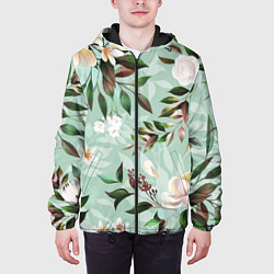 Куртка с капюшоном мужская Цветы Мятный Сад, цвет: 3D-черный — фото 2