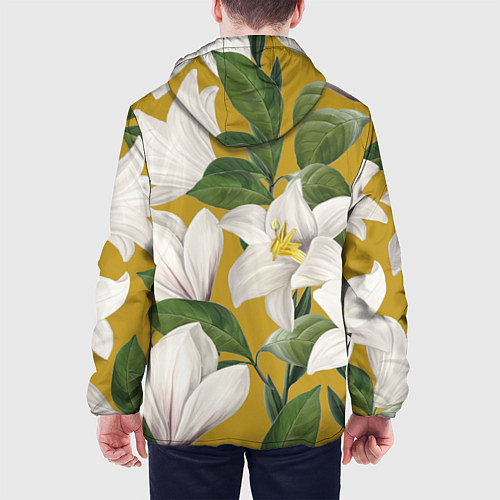 Мужская куртка Цветы Белые Лилии / 3D-Черный – фото 4