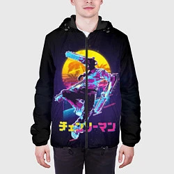 Куртка с капюшоном мужская CHAINSAW MAN on the background of the moon, цвет: 3D-черный — фото 2