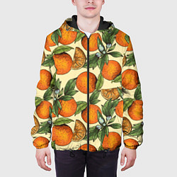 Куртка с капюшоном мужская Узор Апельсиновое настроение, цвет: 3D-черный — фото 2