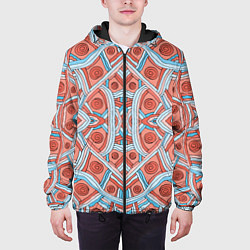 Куртка с капюшоном мужская Абстракция Калейдоскоп Розовый и голубой цвета, цвет: 3D-черный — фото 2
