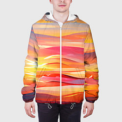 Куртка с капюшоном мужская Закатное солнце, цвет: 3D-белый — фото 2