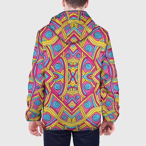 Мужская куртка Разноцветный и яркий узор в дудл стиле / 3D-Черный – фото 4