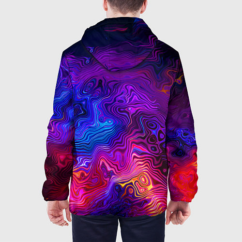 Мужская куртка Цветные неоновые разводы на воде Авангард Colored / 3D-Черный – фото 4