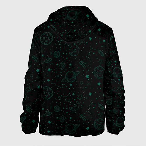 Мужская куртка Черный паттерн космические объекты / 3D-Белый – фото 2
