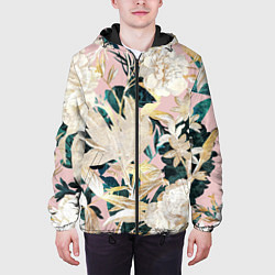 Куртка с капюшоном мужская Цветы Королевский Цветочный Узор, цвет: 3D-черный — фото 2